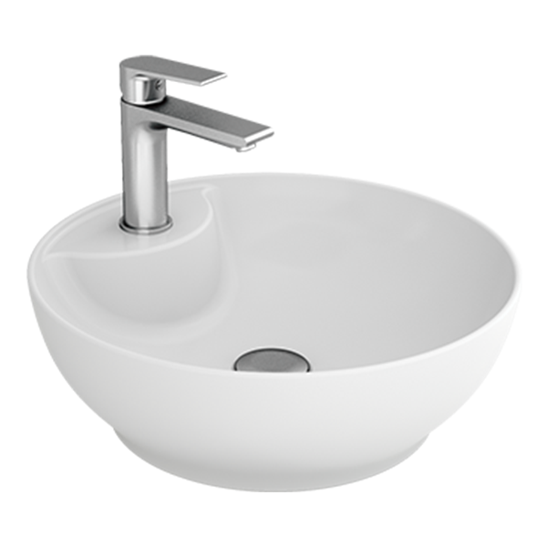 Round Countertop Washbasin 42 cm With Hole White