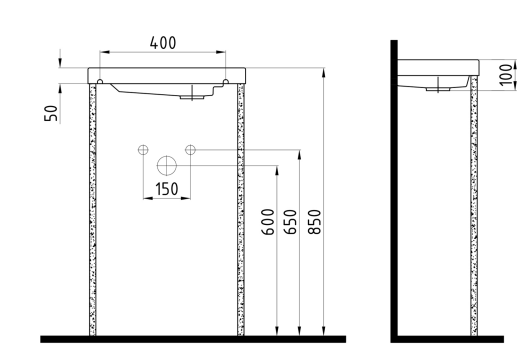 Vanity Washbasin 50 cm With Hole White