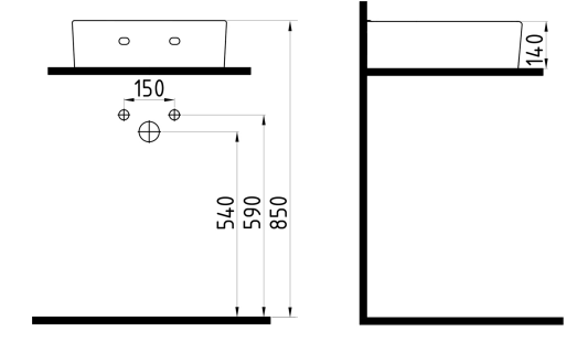 Countertop Washbasin 46 cm Single Hole White