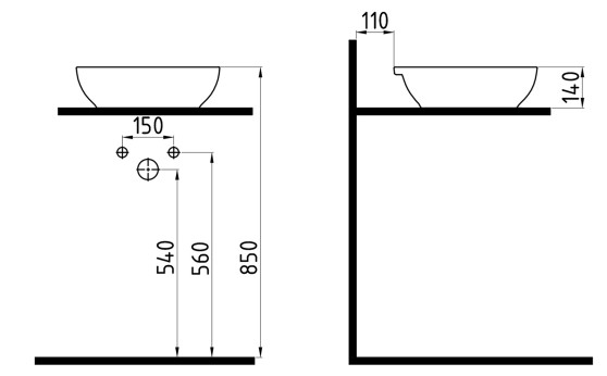 Round Countertop Washbasin 42 cm With Hole White
