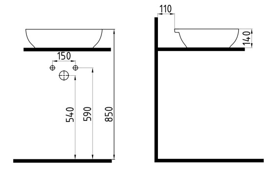 Oval Countertop Washbasin 50 cm With Hole White