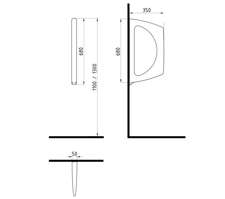 Wall Separator 68 cm White